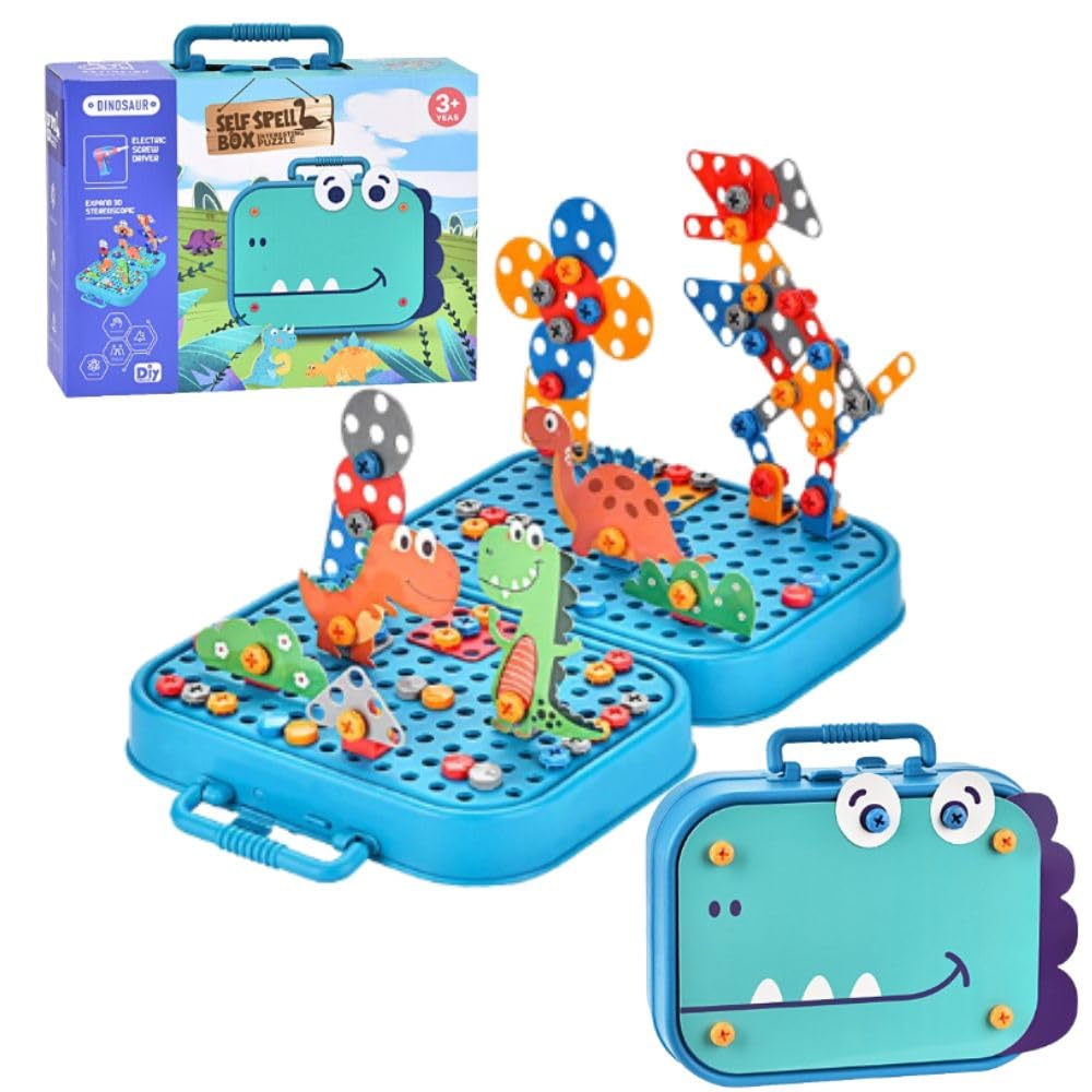 Happy Hues Plastic Diy Electric Drill Screw Tool Set-Mosaic Puzzle